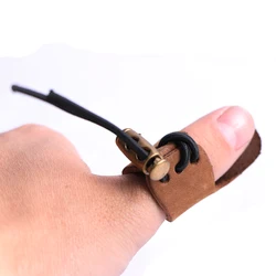 Finger Tip Protector Adjustable Hunting Imitation Cowhide Thumb Finger Guard Archery Pull Arrow Broadheads Shooting Glove