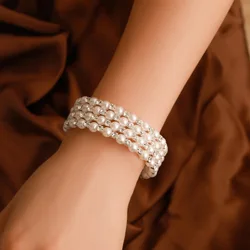 New fashion Sweet rhinestone four-layer pearl winding spiral bracelet For Women girl Accessories jewelry wholesale