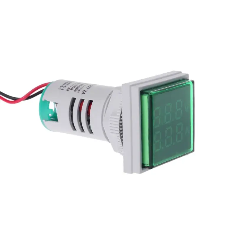 Square LED Digital Dual Display Voltmeter & Ammeter Voltage Gauge Current Meter AC 60-500V 0-100A