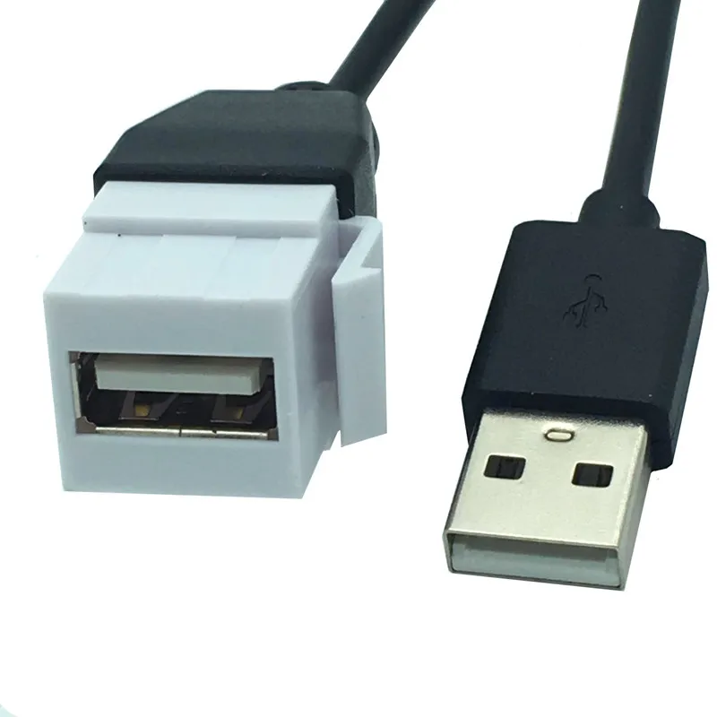 USB 2.0 A Male to Female Panel Mount Insert Adapter for Wall Socket Face Plate 0.2m