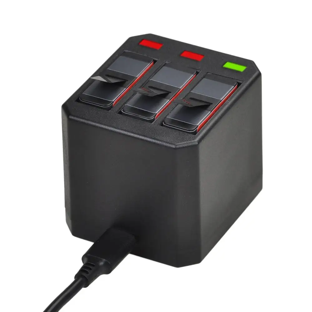 Batterie für Gopro Hero 5/6/7 + 3-Ports USB Ladegerät mit Typ C Port für Gopro Hero 5,AHDBT-501,Hero 6,Hero 7 Schwarz, Hero 2018