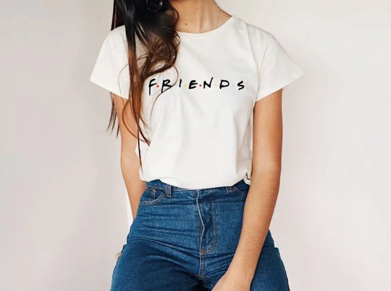 

Colorful Friends Letter Print Women Summer White Tshirt Aesthetic Vintage Best Friends Female T-shirt Casual Camisetas Mujer New