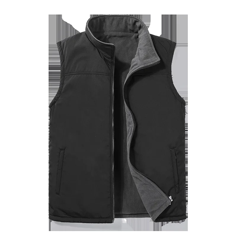 MRMT 2024 Brand New Men\'s Vest Fleece Jacket Trend Middle Aged Elderly Plus Velvet Warm Vest Dad Cotton Waistcoat Vest