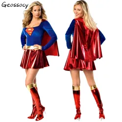 Adult Supergirl Cosplay Costumes Super Woman Sexy Fancy Dress with Boots Girls Battle Suit Halloween Cosplay Costumes Clothing