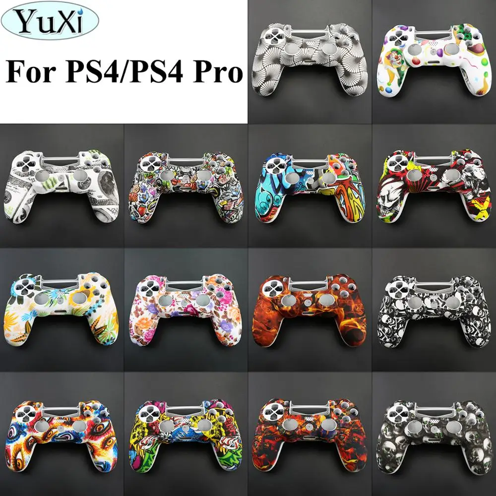 

YuXi Silicone Protective Skin Case For Sony for PS4 Pro Slim Controller Thumb Grips Joystick Caps