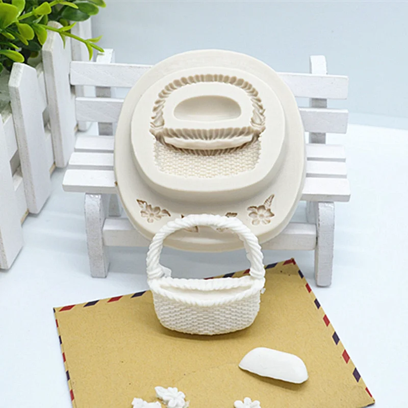 Small Flower Basket Resin Silicone Mold Cake Chocolate Lace Decoration DIY Pastry Dessert Fondant Moulds Kitchen Baking Tool