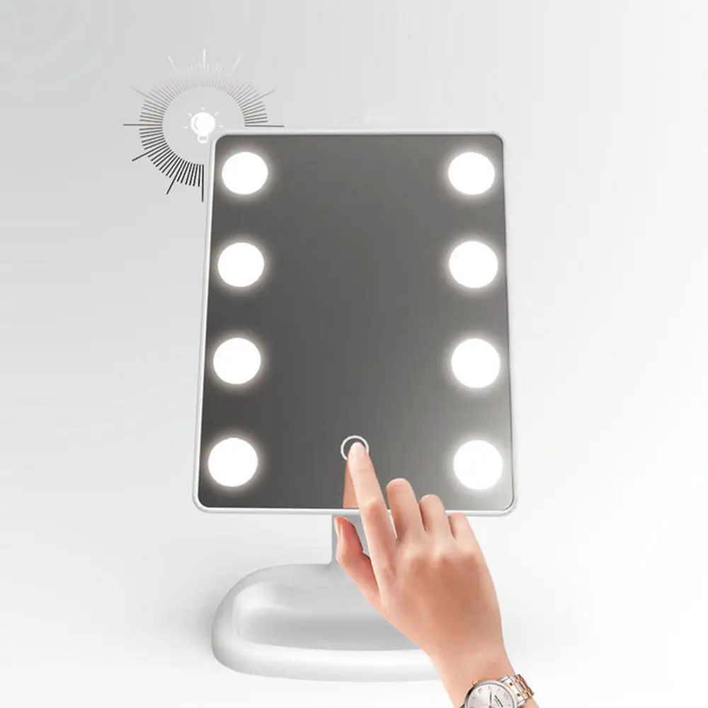 Portable Vanity Mirror 8-LED Lights Adjustable Makeup Mirror for Makeup Table Dressing Room Bedroom  Makeup Mirror With Lights