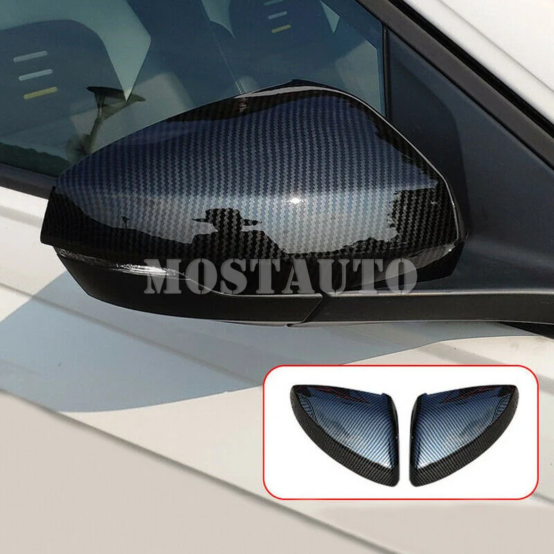 

For Volkswagen Polo Mk6 2018-2020 ABS Carbon Fiber Rear Rearview Mirror Cover Trim 2pcs Car Accessories Interior Car Decor