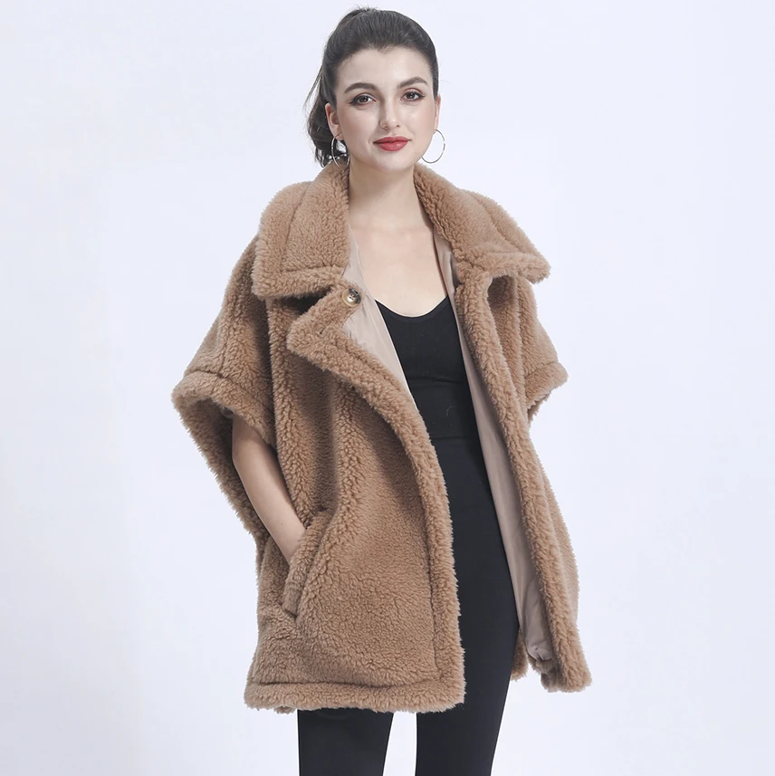 MISSJANEFUR 2021 Winter Teddy Coat Vest 100% Wool Real Fur Coat Warm Fashion Short Loose Winter Jacket Women