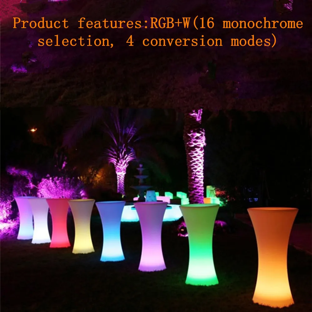 10pcs Out Door Use LED Lighted Bar Cocktail Table Rechargeable Bar Plastic Table  Commercial Furniture without led lights