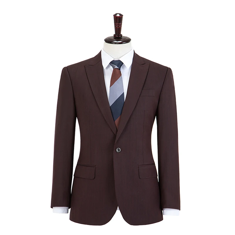 Custom Made high quality worsted wool one button Brick Red Business wedding suit Men Slim Fit Suit(jacket+pants+vest)