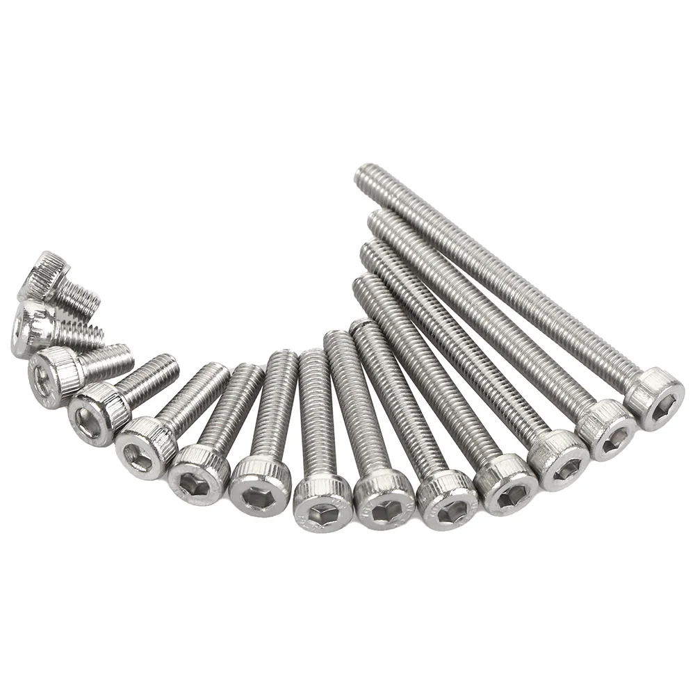 120/180/280Pcs Head Screw Hexagon Socket Head Cap Screws A2-70304Stainless Steel DIN912 M3 M4 M5 M6 M8  hex socket screw Kit Set
