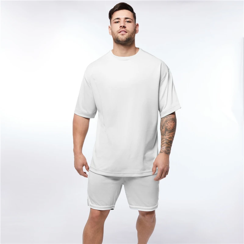 

New Fashion Mens Oversize Short Sleeve Shirts Brand Mesh Casual Clothing Bodybuilding Fitness Tights Gym Sports Tshirt