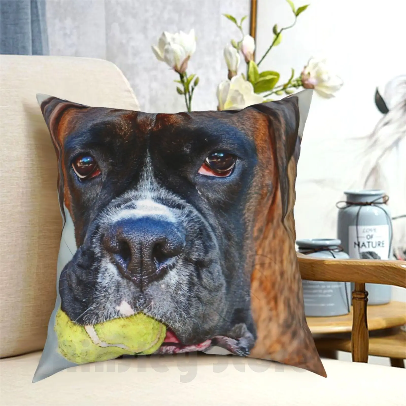 Tennis Anyone ? ? ...-Boxer Dogs Series-Pillow Case Printed Home Soft Throw Pillow Boxer Boxers Dog Evita Female Pet