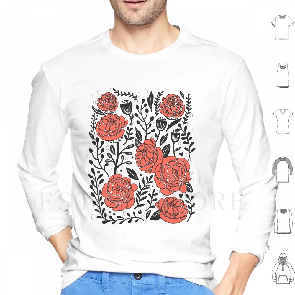 Orange Garden Hoodies Long Sleeve Flower Floral Orange Flower