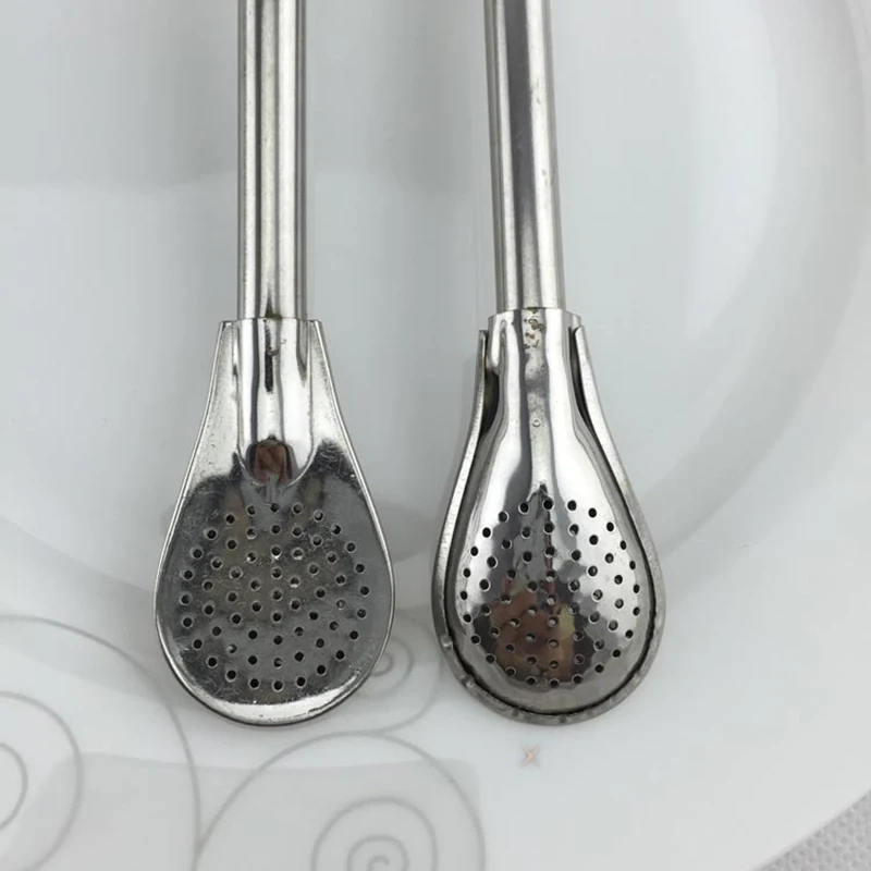 Drinking Straw Spoon Stainless Steel Tea Yerba Mate Straw Gourd Bombilla Filter Spoons Reusable Metal Tea Tools Horse Tea Spoon