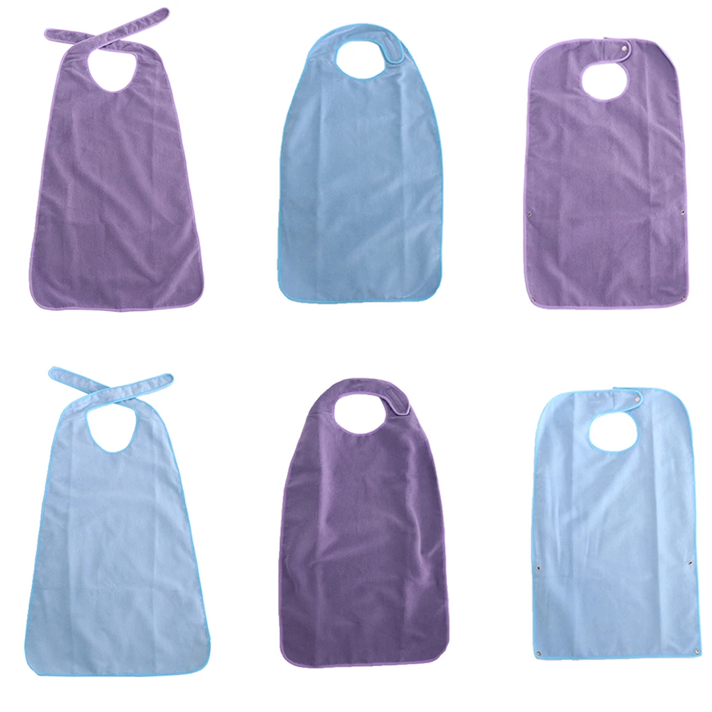 Large Terry Cloth Adult Elders Bibs Waterproof Mealtime Protector Disability Aid Apron 22\'\'x 35\'\'