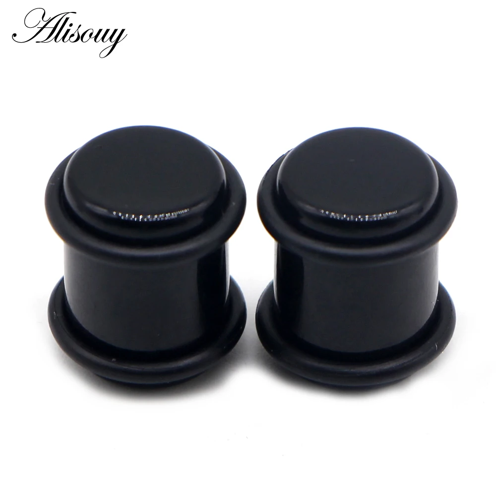 Alisouy 2Pc Punk Acrylic Ear Plugs Tunnel 1.6-10mm Black White Earring Gauges Ear Piercing Ear Flare Flesh Expander 12 color