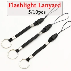 5/10Pcs 18CM Flashlight Straps Lanyard Sling EDC Outdoor Tools Black Paracord Ajustable Anti Lost For Torch Camera Phone Kits