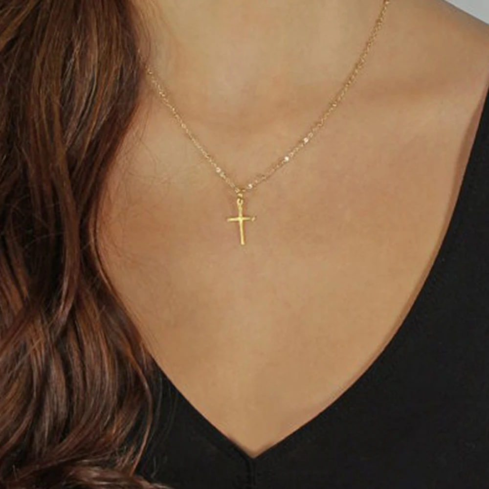 SUMENG 2024 New Fashion Summer Chain Necklace Small Cross Religious Jewelry For Women  Gifts