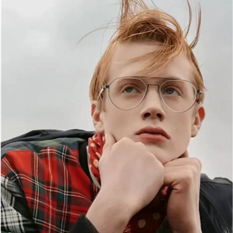 Denmark Brand Titanium Glasses Frame Women Ultralight Screwless Eyewear 9745 Men Double Beam Pilot Eyeglasses Blue Light Gafas