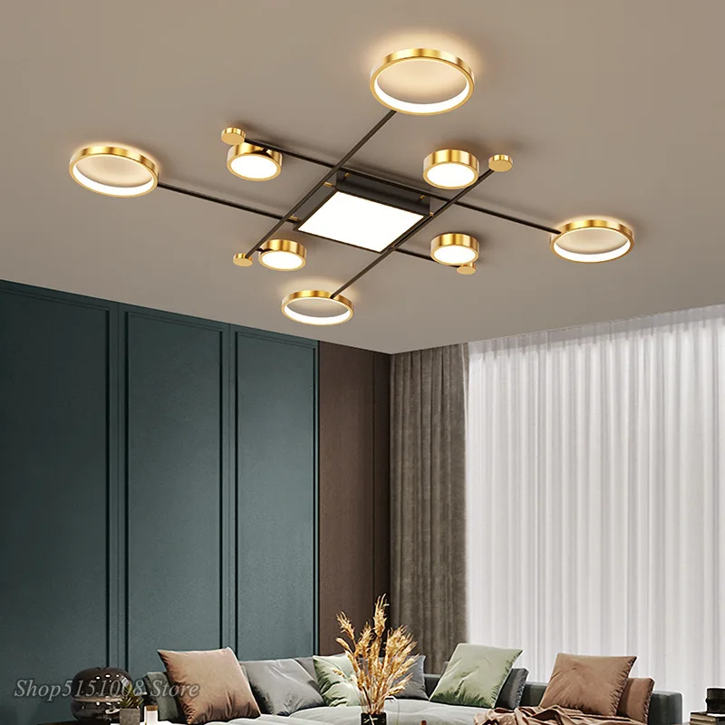 Modern atmosphere LED Ceiling light Chandelier For Living Room Bedroom New Lamp Gold Frame Aluminum Indoor Lighting Fixtures