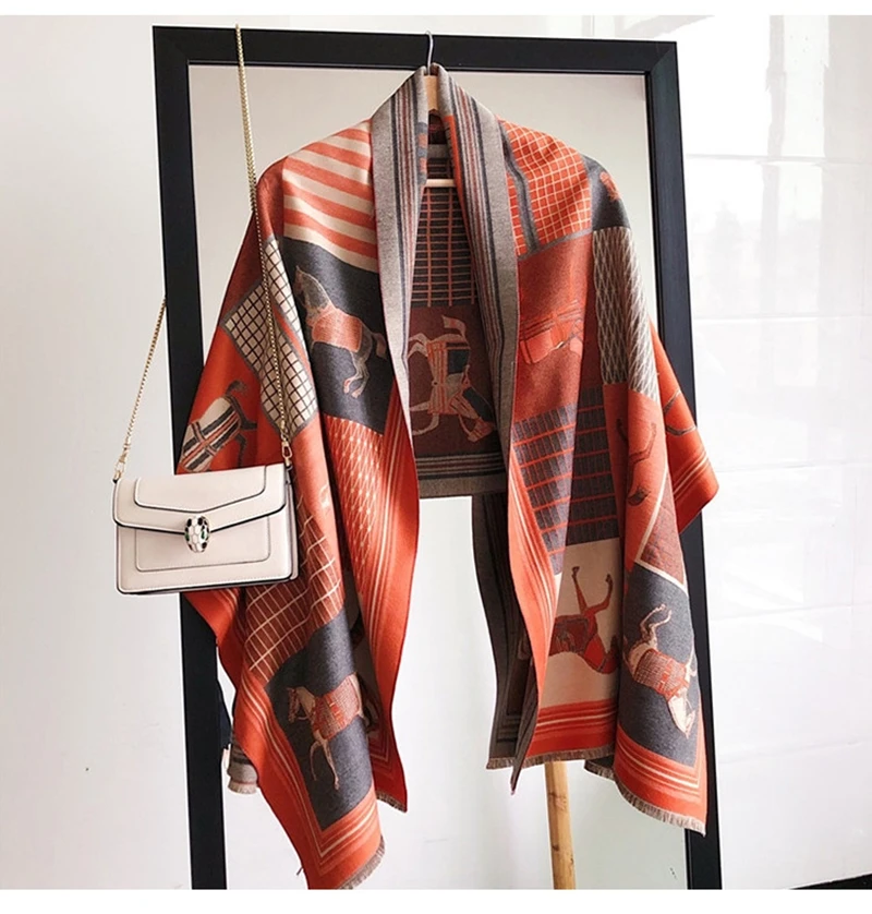 Scarf women платок English double-sided carriage printed scarf women шарфженский air-conditioning warm imitation cashmere shawl