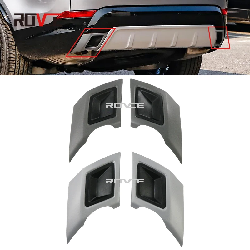 

ROVCE 2PCS ABS Rear Bumper Exhaust Pipe Tail Throat Cover Decoration For Land Rover DISCOVERY 5 L462 2015-2020 Matte Style