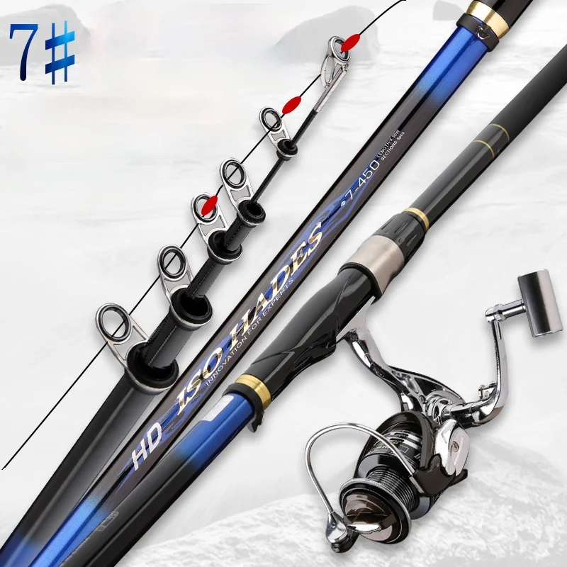 2.7m-6.3m 7# Rock Fishing Rod Large Guide Ring 60T Carbon Fiber Telescopic Peche En Mer Hand Pole Dual-use Fishing Olta De Pesca