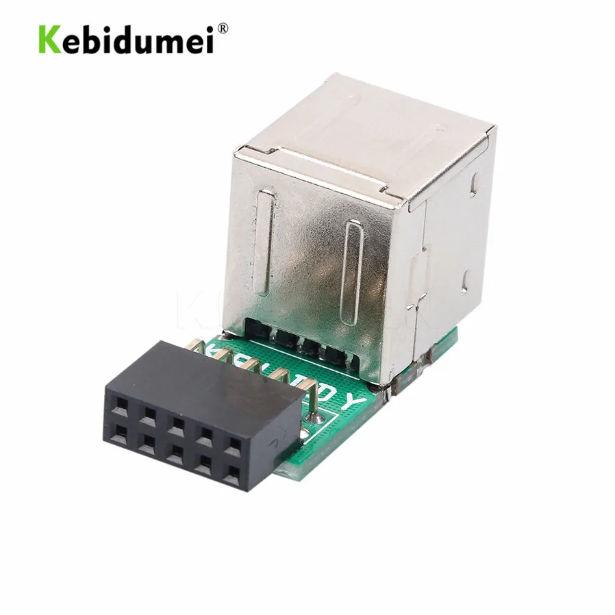 kebidumei Motherboard USB 2.0 9Pin Female 2 Port A Female Adapter Converter Motherboard PCB Board Card Extender Internal PC