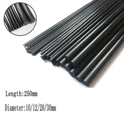 Varillas de nailon puro PA6, varilla resistente al desgaste, palo de poliamida negra, diámetro de 10mm ~ 30mm, longitud de 250mm, 1 unidad