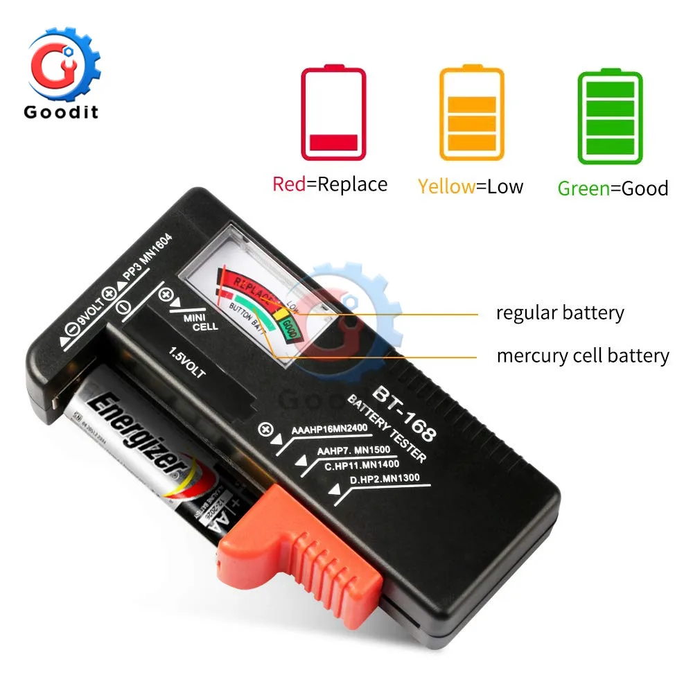 Universal BT168 BT-168D Digital Battery Tester Voltage Checker for AA AAA 9V Button Multiple Size Testers Voltmeter Meter Tools