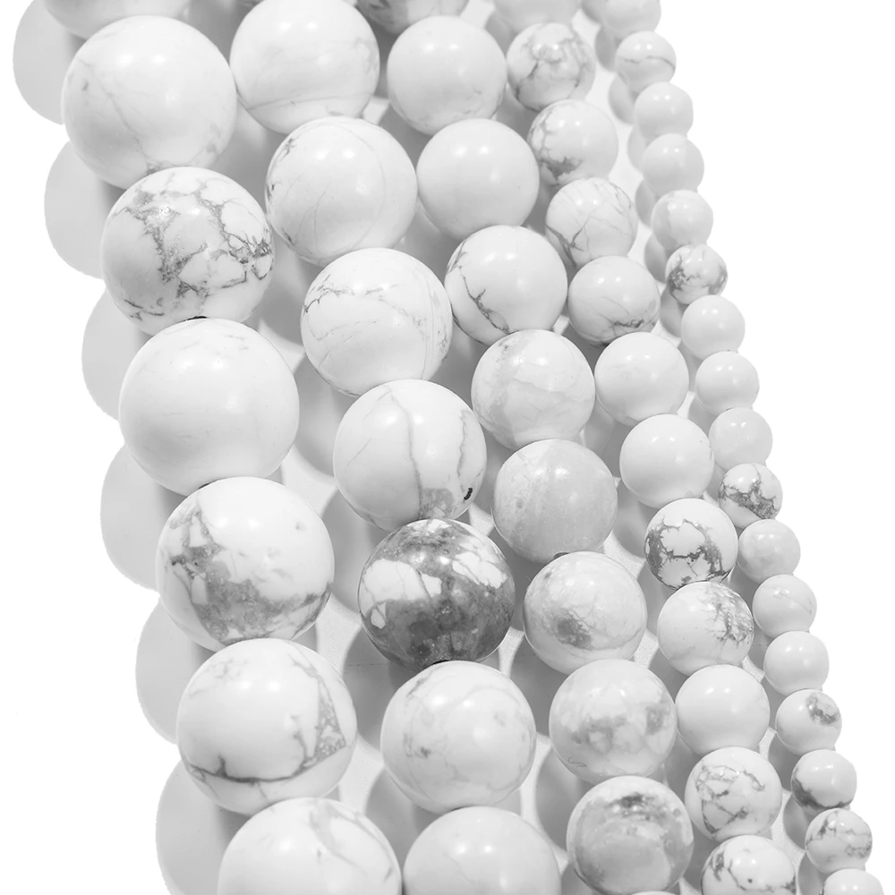 1strand/lot 4/6/8/10mm White Howlite Turquoises Round Loose Spacer Natural Stone Beads For DIY Bracelet Jewelry Makings Supplies image 4