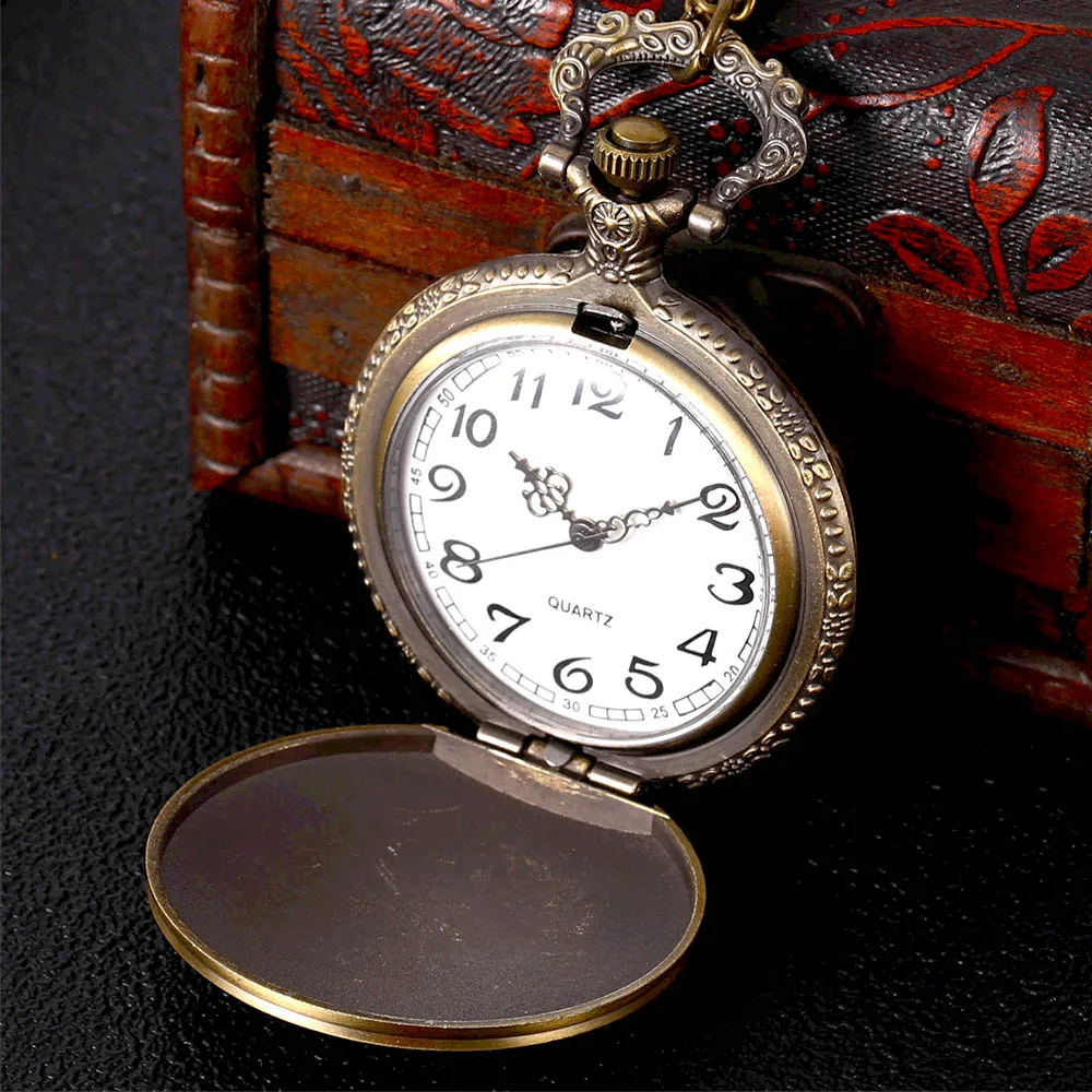 Reloj de bolsillo con flor de cobre 8875, accesorio con relieve creativo, retro, grande, regalo creativo, exquisito