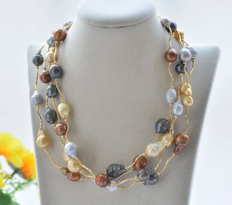 D0451 4Row 18mm Multicolor Baroque Keshi Pearl Necklace Bracelet Earring