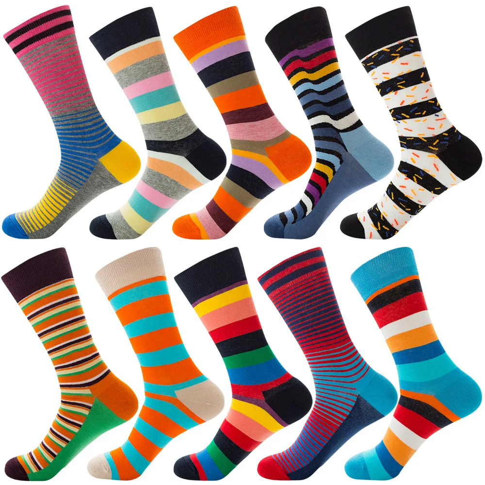 Stripe Happy Socks Man Woman Cotton Fun Sailor Socks Personality Draw Zebra Pattern Woman Male Original Night Skateboard Socks