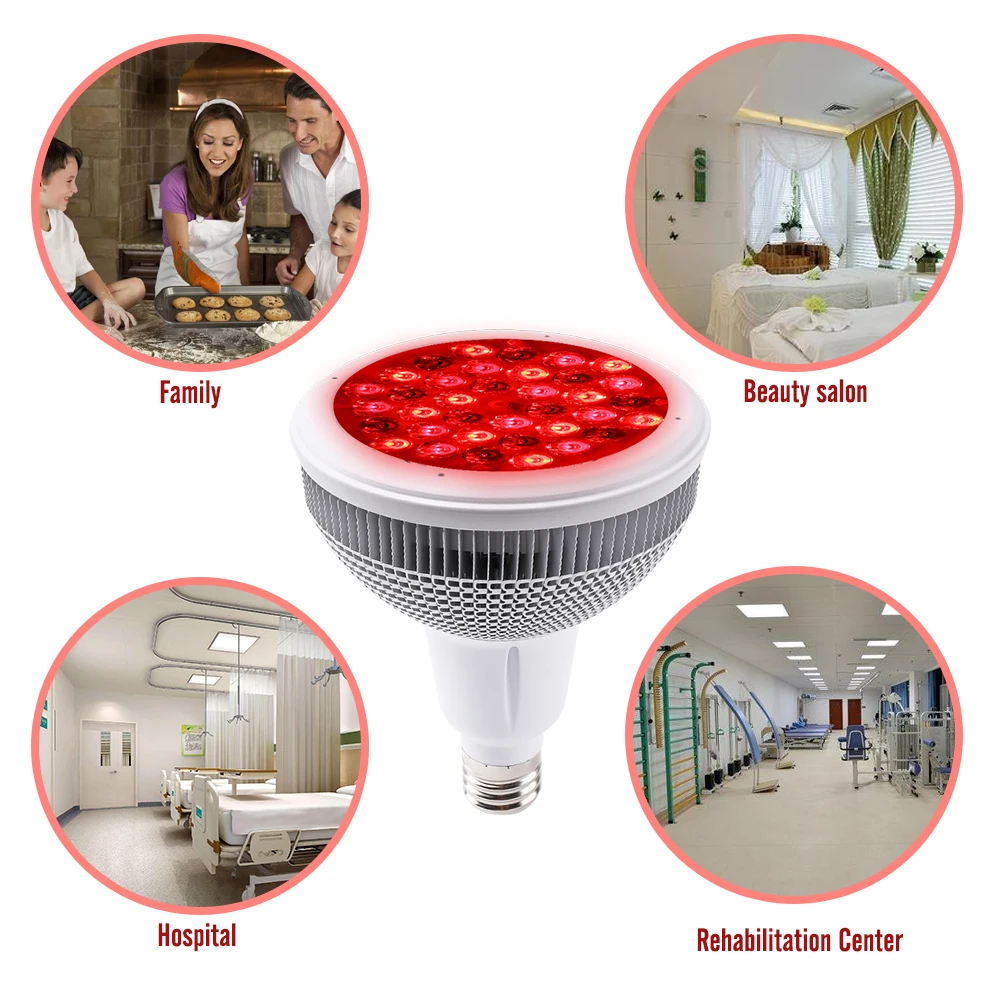 30W 660nm Red Light 850nm Infrared Therapy Lamp LED Bulb for Skin Pain Relief Physiotherapy Red Grow Light E40