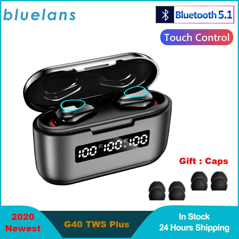 G40 TWS Plus Bluetooth 5.1 Earphones Mini Touch Control 9D Hifi Stereo Sports Dual-Mic Earbuds With 3500Mah Charging Box