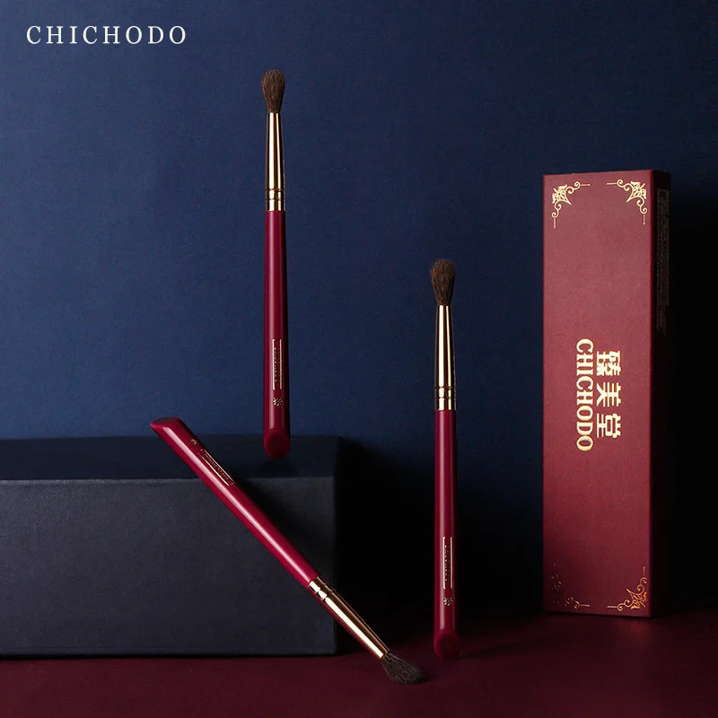 CHICHODO Makeup Brush-Luxurious Red Rose Series-High Quality Horse&Gray Rat Hair Blending Brush-Natural Hair Cosmetic Pen-Beauty