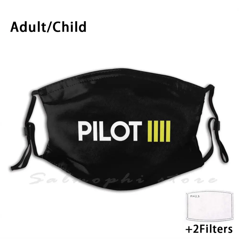 Pilot Funny Print Reusable Pm2.5 Filter Face Mask Pilot Cabin Crew Aviation Captain Flying Fly Plane Airplane Boeing Airbus