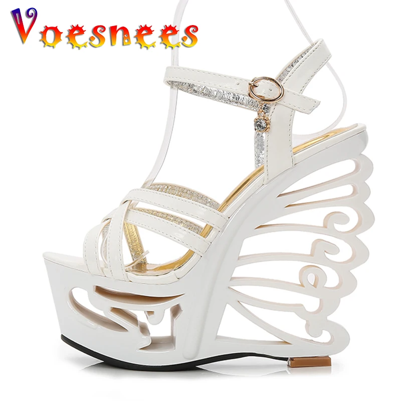 Voesnees High Quality Buckle Strap Sexy Strange Style Heel Summer Women ShoesNovelty Sandals 15cm High Heels Nightclub Shoes