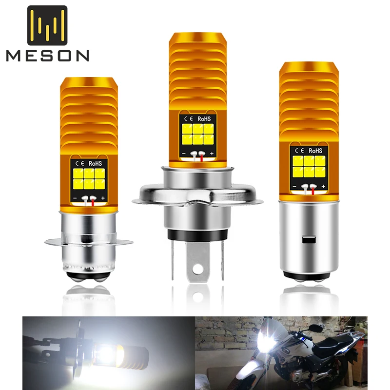 

1PC P15D H4 H6M BA20D led motorcycle headlight bulb p15d 3030LED Motorcycle Scooter Light Lamp Moto Accessories 6000K ba20d leD