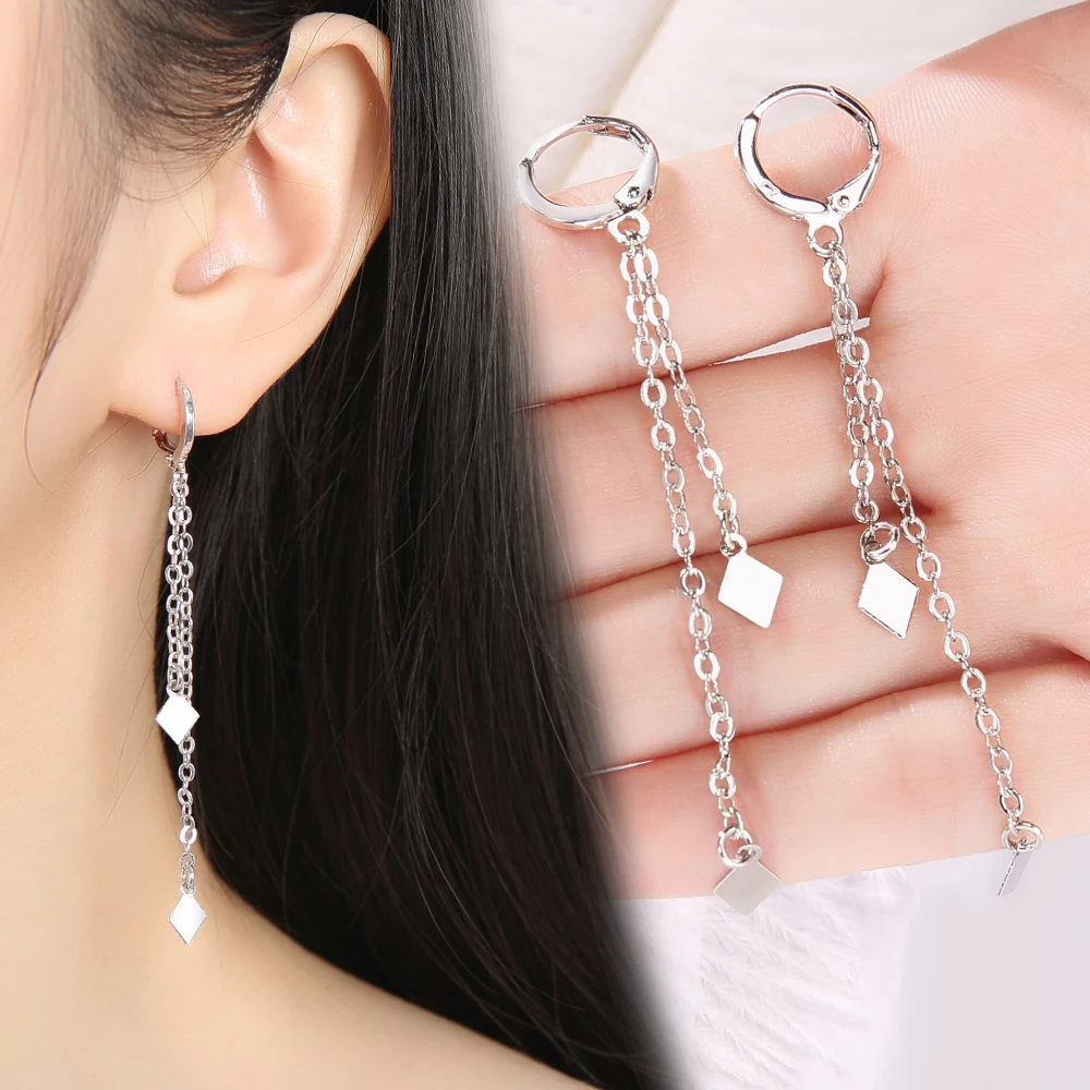 New high quality jewelry, S925 sterling Silver color earrings, classic hanging double masonry ladies earrings N017