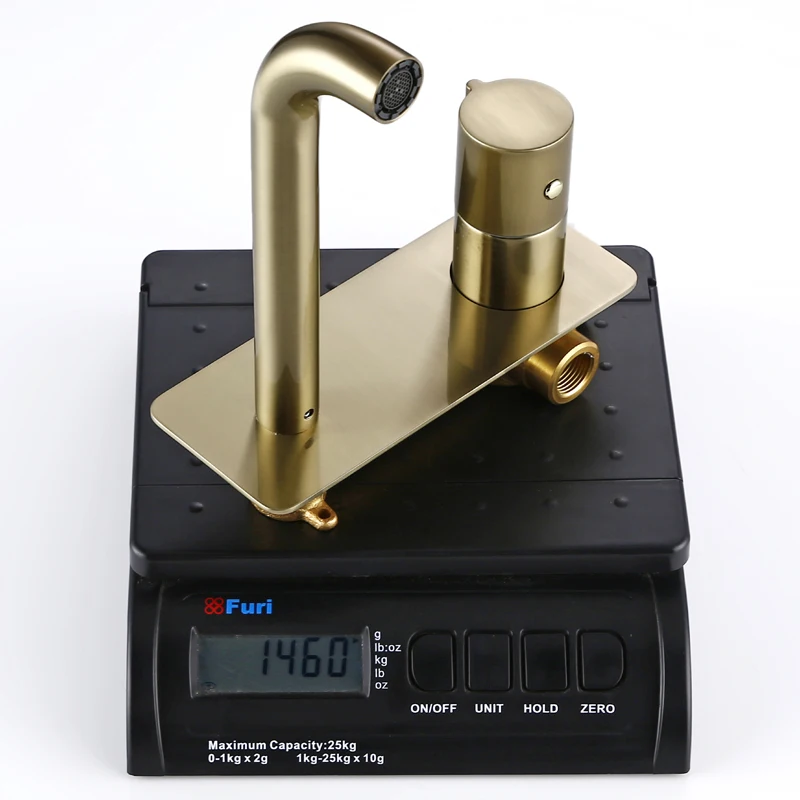 Imagem -06 - Smesiteli-torneira da Pia da Vaidade do Banheiro com Placa de Cobertura Torneira Misturadora Quente e Fria de Parede Torneiras Douradas com Botão