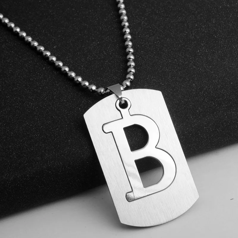 Titanium Stainless Steel Pendant 26 Letter Alphabet Dogtag Women Men Man DIY Necklace Charms Jewelry Pingente Ciondoli Pendentif