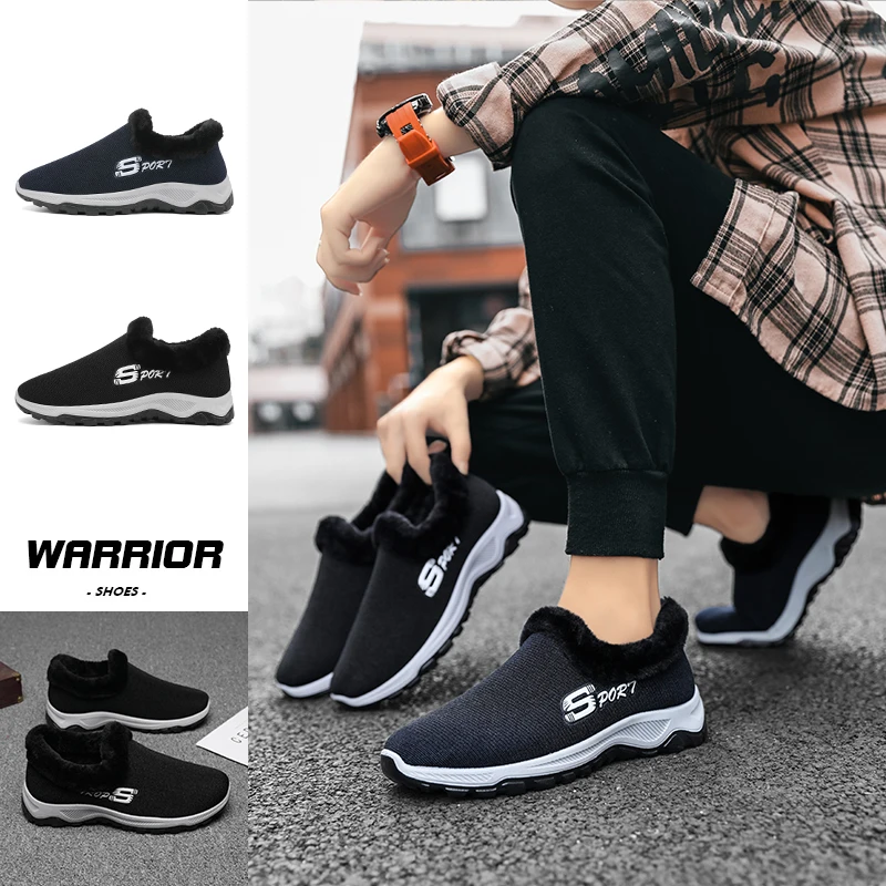 

2020 winter plush Tennis Shoes for Men Design Breathable Mesh Men Shoes Lightweight slip on Sneakers for Men Zapatillas Hombre