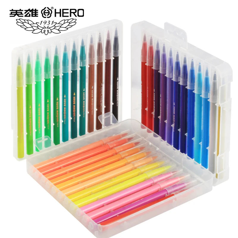 12 24 36 Colors Hero Student Children Watercolor Brush Pen Set Soft Head Non-toxic Pen Brush Colorful Art Supplies Drawing Gift