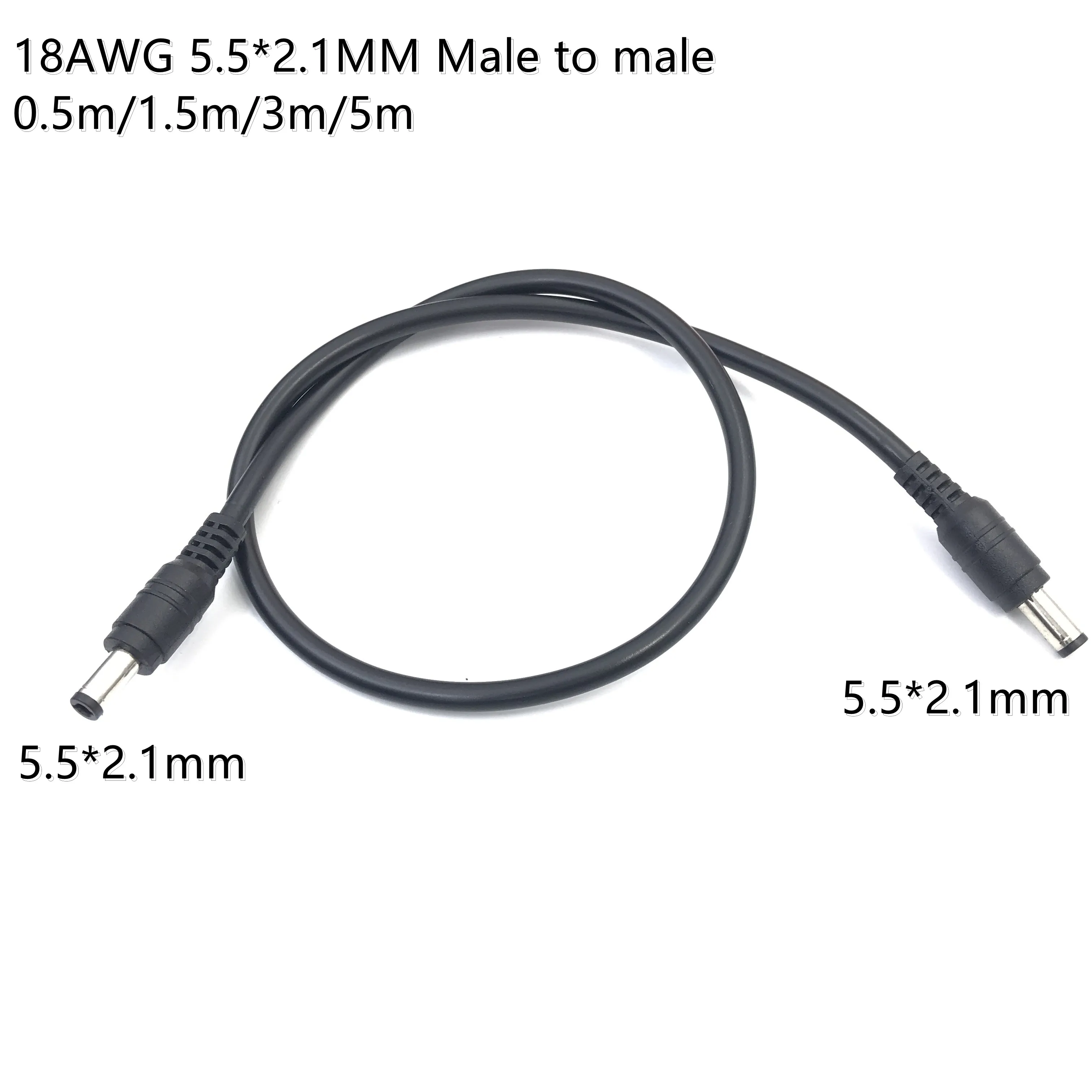 

18AWG DC Power Plug 5.5 x 2.1mm Male To 5.5 x 2.1mm Male CCTV Adapter Connector Cable 12V 10A Power Extension Cords 0.5m/1.5m