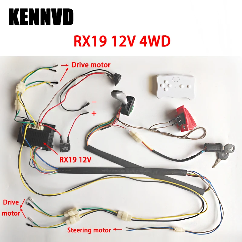 Kit De Arnés Eléctrico Y Control Remoto 4G Para Coche De Niños 12V 40A 200W – Incluye Interruptores, Pedales Y Protector De Sobrecarga, Fácil Instalación Con Enchufes De Un Botón