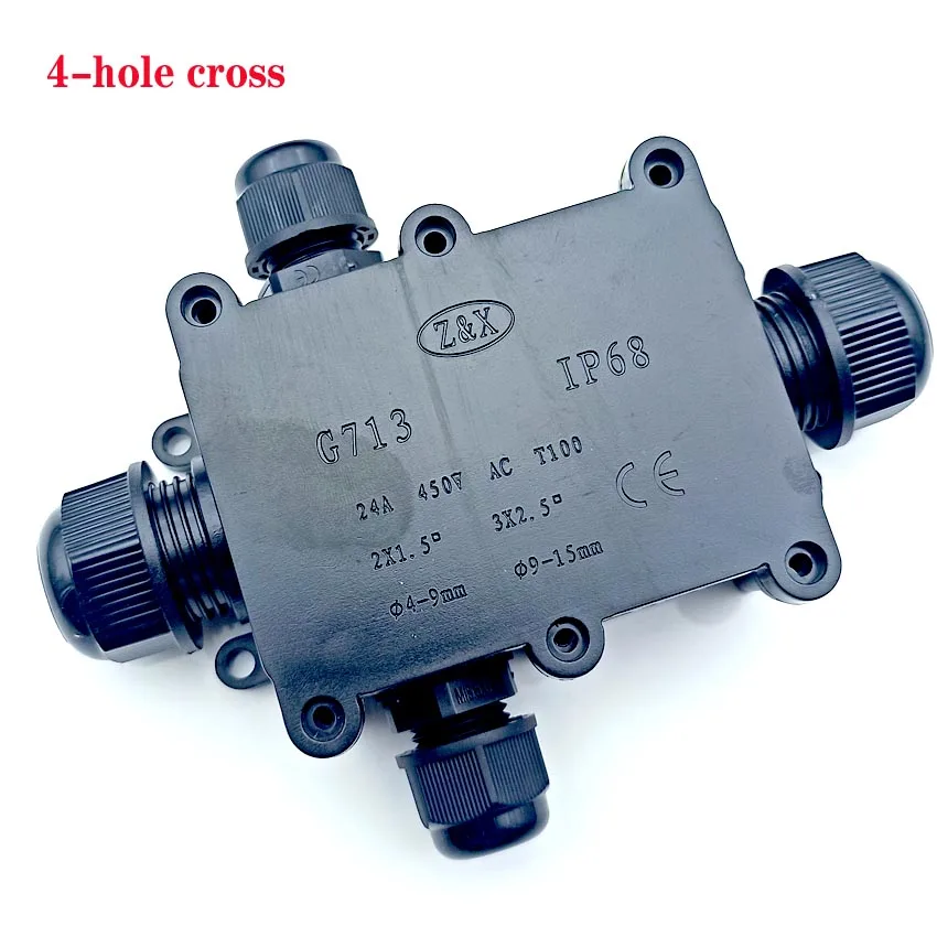 IP68 Waterproof UV Sunproof Outdoor 4 Way Plastic Electrical Junction Box Case Cable Wire Connector Protection